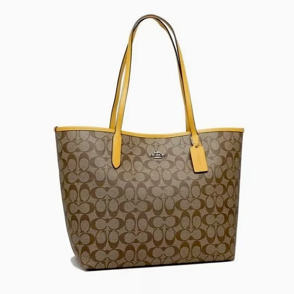 Coach Signature City Tote Bag in Light Khaki Multi 5696 - Picture 1 of 15